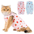 Avont 2 Pack Cat Recovery Suit - Kitten Onesie for Cats After Surgery, Surgical Spay Recovery Suit Female for Abdominal Wounds or Skin Diseases Protection -Cherry/Strawberry(M)