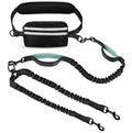Double Dog Leash no Tangle for Medium and Large Doggie Walking, Multifunctional Waist Leash with Waist Belt, Zipper Pouch and Shock Absoring Bungee, no Tangle (Large)