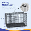FDW | 48" Foldable Metal Dog Crate | Dark Black | Cage for XL Dogs