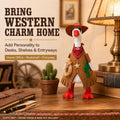 7 Inch Desk Goose Cowboy Outfit, 3-Piece Western Costume with Brown Cowboy Hat, Red Bandana and Fringe Vest, Funny Deskt