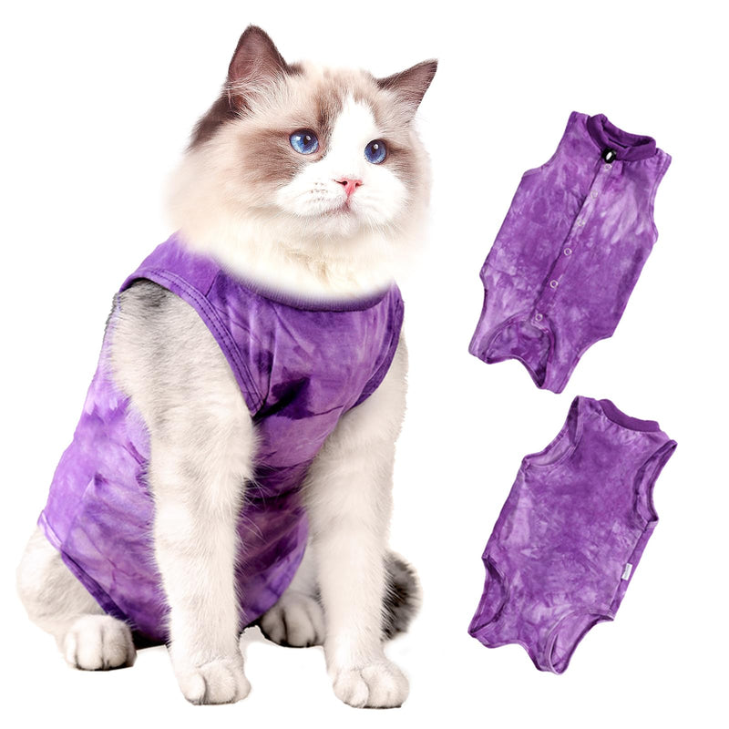 Cat Surgery Recovery Suit for Male and Female Cats, Anti-Licking Onesie After Spay & Neuter Surgery, E-Collar Alternative Tie Dye Outfit, Wound Protective Shirt