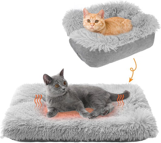 SCENEREAL Self-Warming Cat Bed Mat for Cats Small Dogs, Function 2 in 1 Soft Plush, Washable Pet Mat Autumn Winter Indoo