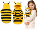 Cute Cat Bee Costume - Pet Halloween Apparel Bumble Bee Cosplay Clothes Antennae, Soft Warm Fleece Hoodie for Cats, Kitt