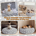 Oudain Washable Round Dog Bed Cover 30 x 30 x 10 Gray Paw Bone Prints Waterproof Dog Bed Cover Replacement for Round and