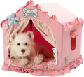 Jiupety Indoor Dog House with Frame,Cute Dog Tent Bed with Cover Cave