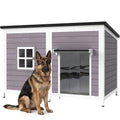 HomeSheek 59" L Dog House Extra Large Outdoor XL Wooden Dog House with Weatherproof Openable Roof, Easy to Install, Anti-Chewing Metal Frame Design Dog Home for Big XLarge Breeds Dogs(Grey)