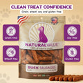 Loving Pets Natural Value Duck Sausages - Soft Jerky Dog Treats for Large & Small Breeds - Healthy Gluten, Wheat, Soy & Grain Free Pet Treats for Dogs