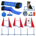 Dog Agility Course Backyard Set, Dog Agility Equipment, Portable Agility Training Equipment for Dogs, Build Dog Obstacle Course Backyard with 2 Tunnels, 3 Jumps, 6 Weave Poles & More, Dog Training Kit