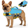 Queenmore Small Dog Life Vest for Swimming with Superior Buoyancy and Rescue Handle, Reflective High Flotation Dog Life Jacket for Spring Summer Pool, Puppy Preserver for Boating, Blue, S