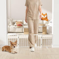 Snuowu 16" Freestanding Short Dog Gate for Small Dogs – Foldable & Retractable, Expands Up to 48" Wide, 4-Panel Pet Barr