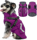 FUAMEY Dog Winter Coat Reflective Strips, Cozy Dogs Jacket with Harness Back Zipper, Fleece Lined Puppy Vest Thermal Clo
