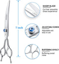 JASON Curved Dog Grooming Scissors - 7" Cats Trimming Shears Right Handed
