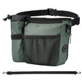Erhalithegro Dog Treat Training Pouch with Magnetic Zipper Closure - Built-in Poop Bag Dispenser, Side Pocket for Dog Water Bottle, 3 Ways to Wear,Carry Kibble & Pet Toys (GrayishGreen)