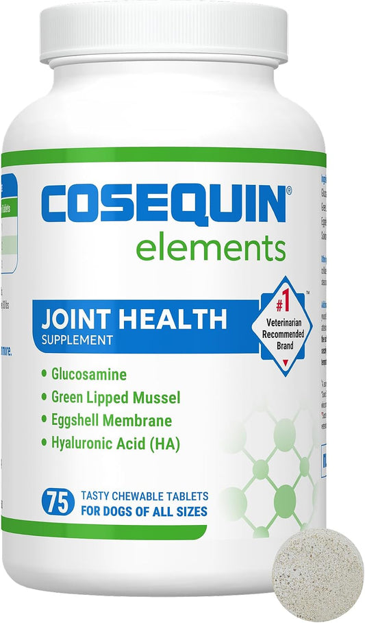 Nutramax Cosequin Elements Dog Joint Supplement, Green Lipped Mussel, 75ct