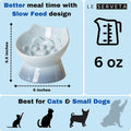 LE SERVETA Macarons Series Ceramic Slow Feeder Cat Bowl, Raised Puzzle Feeder, Anti Vomiting Cat Slow Feeding, Elevated Food Bowl, Whisker Friendly Pet Bowl with Cute Ear Design (Gradient Blue)
