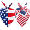 CozyHaus 2PCS Dual-Layer Design Patriotic Dog Bandanas Outfit,Large Summer Triangle Reversible Memorial Day Independence Day American Flag 4th of July Scarf for Big Boy and Girl Dogs Red White Blue