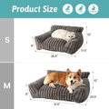 COZY KISS Cute Cat Couch, Fluffy Sofa Bed for Cats and Small Dogs, Premium Faux Rabbit Fur Cats beds for Indoor Cat, Ultra-Soft Supportive Pet Couch Furniture (Grey, S: 25.5''x17.5'')