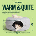 Peekaboo Cat Cave Donut for Multiple & Large Cats up to 30-45 lbs, 3-in-1 Self Warming Cat Bed, Tunnel & Scratcher for I