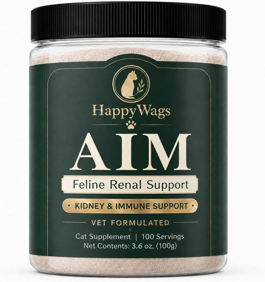 Happy Wags Aim for Cats Powder Daily Renal Wellness Powder with Amino Acids, Taurine and Bonito Flavor, Promote Metaboli