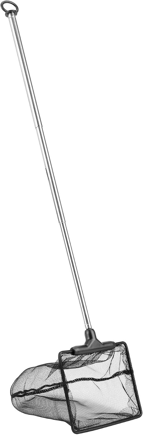 Lpraer Aquarium Fish Net with Extendable Stainless Steel Long Handle Fine Mesh Net for Fish Tank