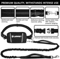Hands Free Dog Leash, Waist Running Leash with Zipper, Walking Pouch for Medium Large Dogs, Dual Handle and Retractable 