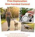 TailyWags 16ft Retractable Dog Leash for Medium Dogs up to 66 lbs, with Waste Bag Dispenser, 5m Heavy Duty Nylon Tape, 360° Tangle-Free, One-Handed Brake & Lock, Anti-Slip ABS Handle (16FT-White)