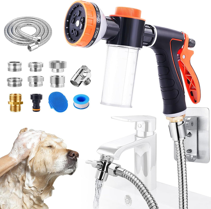 Dog Hose Attachment for Bathtub, Dog Shower Attachment Sink Sprayer Kit