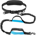Uppetly Hands Free Dog Running Leash with Adjustable Waist Belt, Dual Handle Elastic Bungees Retractable Rope for Small and Medium Dogs, Reflective Stitches for Walking Hiking Biking (Large, 25-120lb)
