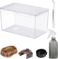 Reptile PC Tank Starter Kit Tarantula Enclosure Hermit Crab Habitat | 10.2" x 5.9" x 5.7" Spider Terrarium Full View for