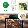 UVB Bulb for Reptiles, 5.0 13W UVB Light for Reptiles, Hygger zoo UVA UVB Reptile Light Bulb Reptile UVB Bulb UVB Light 