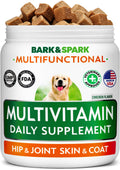 BARK&SPARK Dog Multivitamin Chews Glucosamine Chondroitin with Omega 3, Digestive Enzymes & Probiotics | Vitamins and Supplements for Dogs Pet Skin & Coat & Joint & Gut Health Support - 120ct
