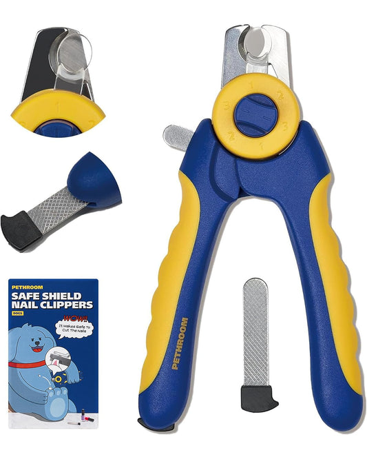 PETHROOM Professional Dog Nail Clipper with Safety Guard to Avoid Overcutting, Adjustable Cutting Length 1–3mm, Durable Stainless Steel Pet Nail Trimmer for Small, Medium & Large Dogs and Cats
