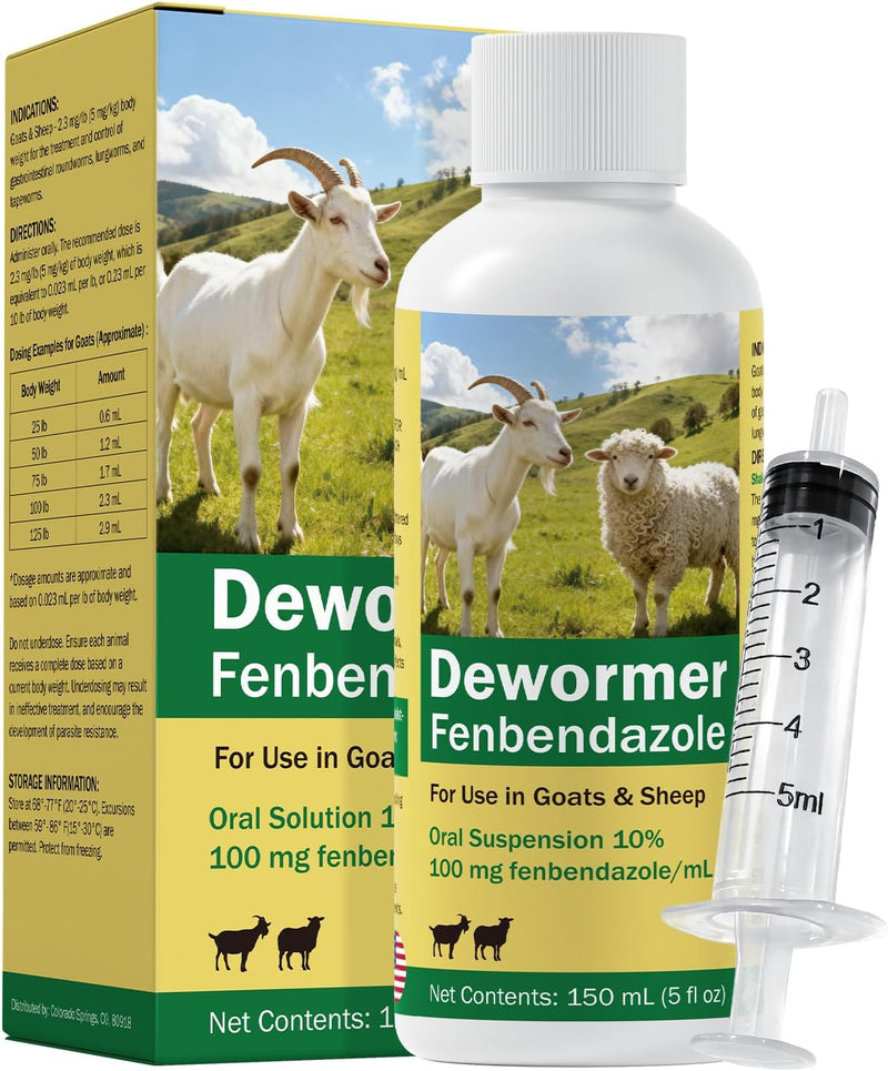 Dewormer for Goat & Sheep, Fenbendazole Dewormer Liquid for Lungworms
