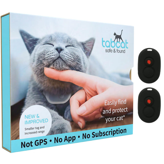 Tabcat V2 Cat & Kitten Tracker - No Monthly Subscription Fee | 2 Lightweight Homing Tags, Cases & Tracking Handset | Uses Radio Frequency Tracker | Track 2 Cats Indoors & Outdoors to 1" & 500 ft Range
