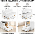 Cat Litter Box Step, 2-Step Litter Catcher with Removable Grid Top, Anti-Slip Support for Kittens & Senior Cats, Easy-Clean Step for High-Entry Litter Boxes