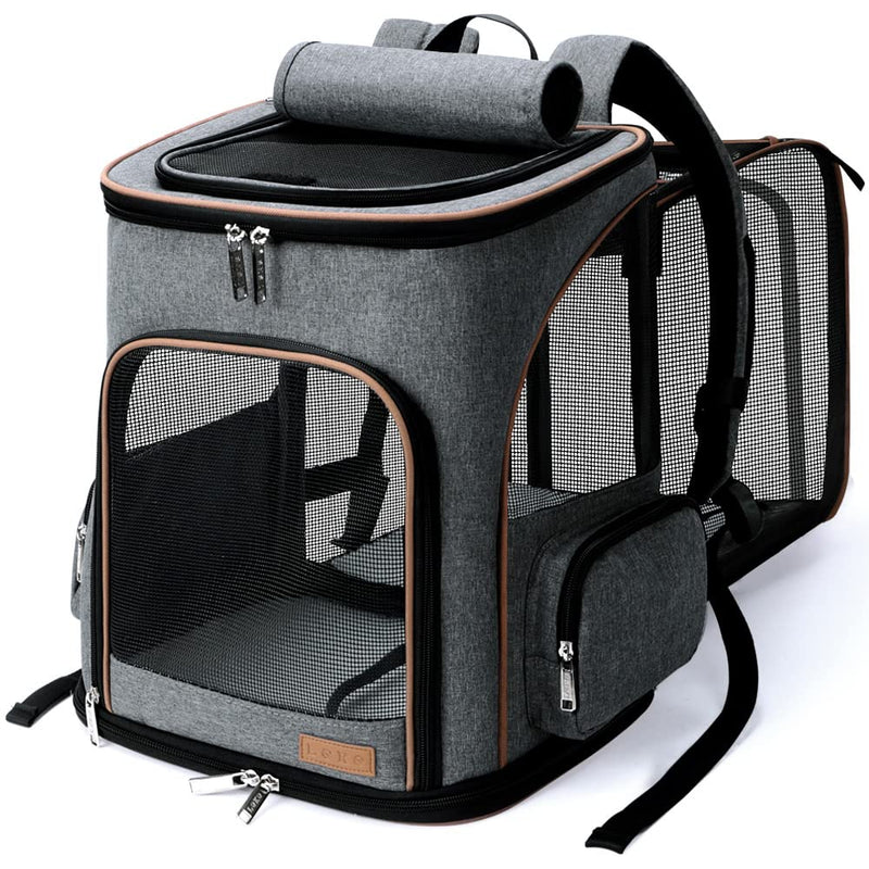 Lekereise Pet Carrier Backpack Expandable Cat Backpack for Medium Dogs and Large Cats 20-25 Lbs,14“L * 12.5