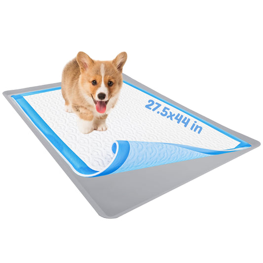 TidyFriend Dog Pee Pad Holder Tray Fits for 27.5” x 44” Wee Wee Pee Pads - Stable Grip, Raised Edges, Quick-Wipe Silicone Surface Dog Potty Tray Holder for Indoor Flooring Protection (Light Grey)