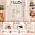 SPACEANY Retractable Safety Baby Gate or Mesh Dog Gate,Durable Portable Mesh Retractable Gate,Easy to Use for Stairs, Doorways, Hallways, Indoor, Outdoor, 33.5" Tall, Up to 45" Wide, Cream