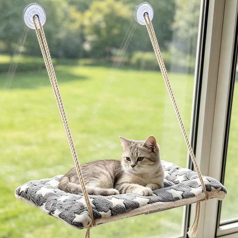 Cat Window Perch, Foldable Cat Hammock with Suction Cups