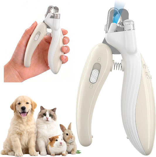 Dog & Cat Nail Clippers with LED Light, Illuminates Nails Helps See Quick, Pet Nail Trimmer with Sharp Stainless Steel B