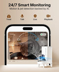PETKIT Automatic Cat Feeder with Camera, 1080P HD Video with Night Vision, 2.4G WiFi Pet Feeder for Cat & Small Dog, 2-Way Audio & Meal Call Pet Food Dispenser with Desiccant Bag, Motion Capturing