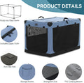 PETSFIT 30" Soft Portable Dog Crate – Patented Spiral Sturdy Frame, Collapsible Travel Kennel for Medium Dogs, 3 Mesh Door, Lockable Zippers, Indoor & Car Use Blue
