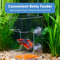 Square Fish Feeder Box No Mess Aquarium Food Catcher Tank Accessories Feeding Tube Holder for Betta Fish Blood Worm Food