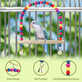 Wooden Bird Swing, 9 Inches Hanging Birds Cage Perches with Playing Bell, Natural Bird Chew Toys Boredom Breaker Bird To