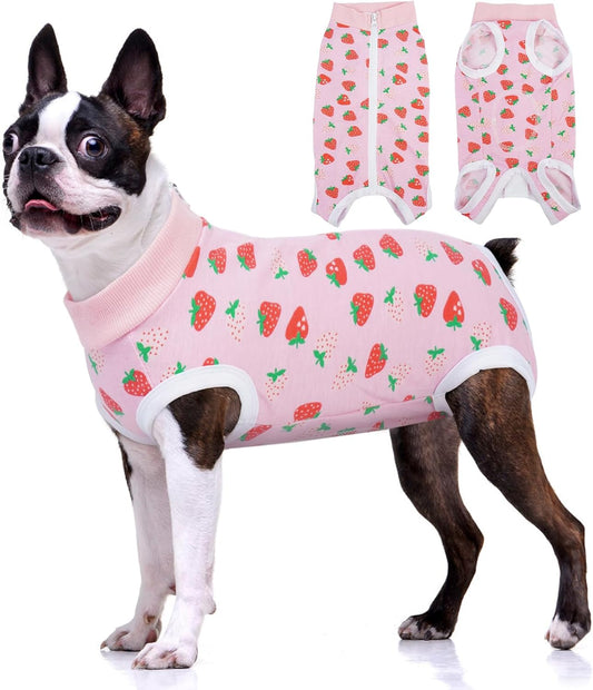 BRKURLEG Dog Recovery Suit Female Male for Small Medium Dogs, Pink XXL