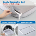 Zakkart Foldable Cat Hammock for Window - Cordless, Embeded Machine Washable Bed, Robust Metal Frame - Cat Window Perch for Large Cats and Kittens (Gray Bolster Bed, Large)