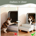 Midollarle Elevated Cat Ramp for Litter Box, 2 Steps Cat Pedal Step Stool with Wooden Base, Detachable Double Layered Cats Litter Trapper, Suitable for Small&Elderly Cats, Non-Slip(Grey)