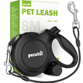 Pecute 26ft Dog Leash Retractable with Chew Proof Extender, Heavy Duty Retractable Dog Long Leash with Poop Bag Holder,Anti-Slip Grip, Reflective Leashes for Medium Large Pets 33lbs-110lbs (Black)