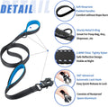 Strong Heavy Duty Dog Leash - 6ft Reflective Nylon Training Leash with Soft Padded Double Handle & Auto Lock Frog Clip -
