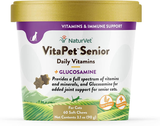 NaturVet VitaPet Senior Daily Vitamins Supplement for Cats - 60 Ct